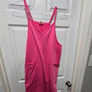 Oddi Jumpsuit Womens Large Pink Baggy Lounge Wide Leg Cuffs